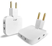BOBOPACK 2x Presa Multipla Salvaspazio con Testina Girevole a 180° 3 in 1 Presa Piatta Multipla EU Adattatore Presa Europa Spina Convertitore di Potenza EU Travel Socket 110-250V(Bianco)