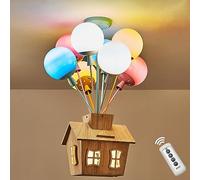 BOBOPAI Plafoniera Cameretta Bambino LED Legno Bambini Lampada a Sospensione Con Telecomando,Lampada a Palloncino Rotondo Vetro,Moderna Lampadario Per Camera da Letto per Ragazzi/e(Lampadina E27*9)
