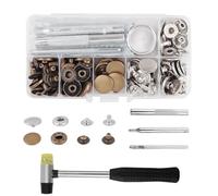 BOBOZAN Bottoni a pressione da 12,5 mm, 30 pezzi, bottoni automatici in metallo, senza cuciture, bottoni a pressione a 2 colori, con kit di attrezzi e martello, per pelle, vestiti, borse, jeans, borse