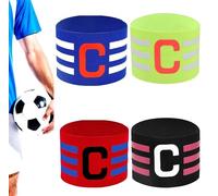 BOBOZHONG 4 Pack Fascia Elastica del Capitano di Calcio Fascia del Capitano di Calcio Retrattile Standard C Fasce da Calcio Adulto Junior Bambino Palla Sport Fascia da Braccio