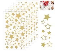 BOBOZHONG 6 Fogli Adesivi a Forma di Stella Autoadesivi Dorati con Glitter - 252 Pezzi Sticker Stelle Lucide per Artigianato, Ricompense Bambini, Decorazioni Auto (Mix Stelle Piene e Cave)