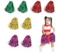 BOBOZHONG 8 Pezzi Pom Poms Cheerleading con Manico,Pom Pom Cheerleading in plastica Cheerleader Anello Pom Pom Mano Fiori Cheerleader Pompoms per Eventi Sportivi,Giochi di Palla