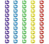 BOBOZHONG Anelli per gambe di pollo, 50 pezzi, numerati, a clip, multicolori, per identificazione delle gambe, anelli numerati, clip rotonde per piedi, per pulcino, anatra, piccione, oca (16 mm)