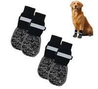 BOBOZHONG Calzini Antiscivolo per Cani,4 Pezzi Scarpette per Cani con Suola in Gomma Morbida,Protezioni Zampe per Interni ed Esterni,per Cani Piccola Media Grande Taglia