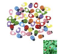 BOBOZHONG Coccinella in Legno,100 Pezzi Portafortuna Coccinelle,Colorate Coccinella,scarabei della Fortuna,Autoadesivi Decorazione Coccinella,9 x 12 mm,per Fai da Te Decorazioni Artigianali