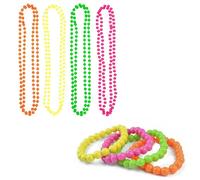 BOBOZHONG Collane per Perle Neon,8 Pezzi Anni '80 Collane Colorate al Neon Braccialetti al Neon Fluorescenti per Donne Collana Neon bracciali Perline Anni '80 Accessori per Donne