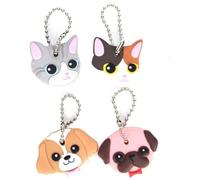 BOBOZHONG Coprichiavi, 4 Pezzi Cartoon Key Chain, Carino Coprichiavi, Animals Portachiavi in Silicone, Copritasti a Forma di Testa, Key Cover cap, Key Covers Cane e Gatto