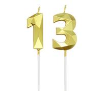 BOBOZHONG Geburtstagskerzen Zahlen 13,Gold Kerzen Geburtstag,Tortendeko Kuchendeko Geburtstag,Zahlenförmige Kerze,für Partys,Hochzeiten,Firmenfeiern,Jubiläen