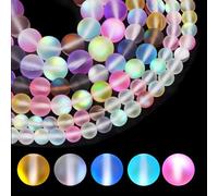BOBOZHONG Perline Vetro Aurora Opaco 108Pezzi (8mm/6mm) - Perline Cristallo Lunare Multicolore con Effetto Iridescente, Perlines Sciolte per Bracciali, Gioielli Fai da Te, Decorazioni Artigianali
