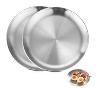 BOBOZHONG Piatti piani in acciaio inox, 20 cm, rotondi, 2 pezzi, stile minimalista, finitura opaca, resistenti alla ruggine, lavabili in lavastoviglie, perfetti per cucina, picnic, campeggio, barbecue