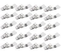 BOBOZHONG Porta Badge con Clip,20 PCS Clip per Badge in Metallo, Clip per Badge in Metallo con Cinturini in PVC Trasparente per Carte d'identità e Porta Badge Targhette con Nome, Badge da Lavoro