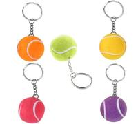 BOBOZHONG Portachiavi a sfera da tennis, 5 pezzi, in metallo, 5 colori, 2 cm, mini per appassionati di tennis e feste