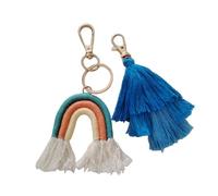 BOBOZHONG Portachiavi Arcobaleno,2 pezzi portachiavi arcobaleno,Nappa Portachiavi Auto Portachiavi,portachiavi boho arcobaleno,per Auto Camera Ragazze,Camera Bambini,Decorazione Zaino（Blu）