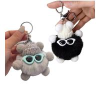 BOBOZHONG Portachiavi di Peluche,2 Pezzi Auto Portachiavi Personalizzati Simpatico Pompon Fascino Accessori,Adatti Come Regali,Borse,Decorazioni,Souvenir