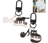 BOBOZHONG Portachiavi Gatto Fortunato,2 Pezzi Portachiavi A Forma Note di Pianofort,A Tema Musicale Portachiavi Regalo,per Compleanno,Natale,Matrimonio,per Uomini e Donne