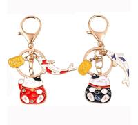 BOBOZHONG Portachiavi Lucky Cat,2 Pezzi Portachiavi Feng Shui,Portachiavi Gatto Portafortuna Portachiavi per Borsetta,Regalo di Capodanno