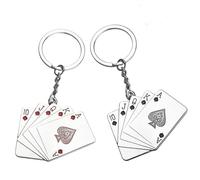 BOBOZHONG Portachiavi Poker,2 pezzi portachiavi a forma di carte da gioco Di Auto Fantastici Portafortuna in metallo,per feste a tema,Idea Regalo per uomini e donne