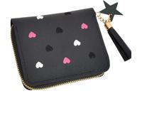 BOBOZHONG Portafoglio Donna, Donne Portafoglio Piccolo,Portafoglio Donna Piccolo, Portafoglio Ragazza, agazze Portamonete Portafoglio Cuore Carino con Zip Tasca(Nero)