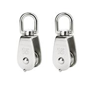 BOBOZHONG Puleggia Singola,2 Pezzi M15 Puleggia Rullo Oscillante,Puleggia di Sollevamento per Cavo Puleggia in Acciaio Inox, Rullo Oscillante,per Funi Metalliche da 3-8 mm capacità di Carico 35 kg