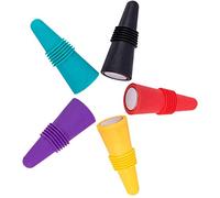 BOBOZHONG Tappo Vino Silicone,5 Pezzi Tappo per Vino in Silicone,Tappi per Bottiglie Riutilizzabili con Vite per Conservare Birra,Champagne, Bevande Alcoliche,Spumante