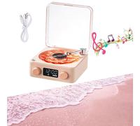 BOBVB The Waves Lettore Vinile,Altoparlante Bluetooth,Altoparlante Giradischi retrò con 4 Suoni della Natura,Waves Altoparlante Giradischi Vinile Vintage con Luci Regolabili,per Camera Pink