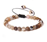 BobYk Bracciali, braccialetti con ciondoli per le donne, 6 mm opaco Botswana agata naturale braccialetti di cristallo braccialetto chakra tessuto gemma Reiki yoga regolabile gioielli fortunati per