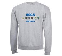 Boca Juniors - Felpa con Collo Rotondo, Motivo Historia, Unisex - Adulto, 5060672800426, Grigio, L