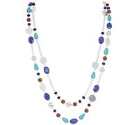 Bocar Collana Boho Stratificata con Perle di Cristallo e Catenina, Casual Quotidiano per Donna alla Moda Gioielli(NK-10084-diva blue)