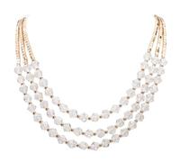 Bocar Collana da donna, 3 strati, con perline di cristallo, gioiello alla moda, regalo per lei, Cristallo, Nessuna pietra preziosa
