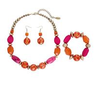 BOCAR Grosso collare di legno perline collana orecchini braccialetto fatto a mano 3 set per donna regalo, Acrilico, Nessuna pietra preziosa