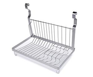 BOCbco Scolapiatti a Parete Dish Rack con Rimovibile Vassoio Gocciolamento acciaio inox da appendere pieghevole in Portabicchieri ciotola Mensole Cucina Dish Drainer pensile/Without Rod