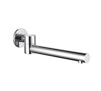 Bocca di erogazione extra lunga per vasca da bagno a parete - Rubinetto girevole a 180° in ottone per vasca e lavabo, miscelatore doccia quadrato spazzolato D, design pieghevole salvaspazio per bagni