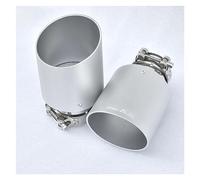 Bocca Scarico Silenziatore Di Scarico In Acciaio Inossidabile Per Auto 1PC Lega Di Alluminio Argento Opaco Parti Di Automobili Coda Di Punta Modificata(76MM IN- 105MM OUT)