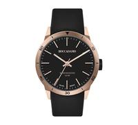 Boccadamo Orologio con quadrante nero, cassa rosata, cinturino in silicone