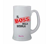 Boccale bicchiere birra 0,5 scritta il boss della scuola regalo scuola alunno