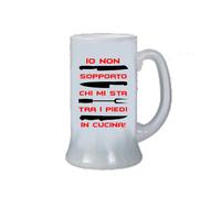 boccale bicchiere birra scritta non sopporto chi mi sta tra i piedi cucina cuoco