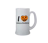 Boccale birra bicchiere 0,5 ml con scritta i love halloween zucca cuore