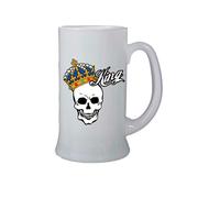 Boccale birra bicchiere 0,5 ml con scritta king teschio con corona