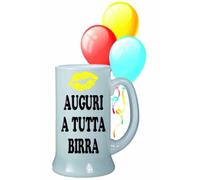 Boccale birra bicchiere con scritta AUGURI A TUTTA BIRRA idea regalo
