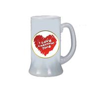 Boccale birra bicchiere con scritta i love christmas regalo di natale uomo donna