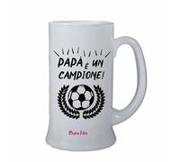 Boccale birra bicchiere ml 0,5 scritta papa' e un campione pallone regalo festa