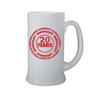 boccale birra bicchiere scritta 20 years anniversary compleanno regalo uomo donn