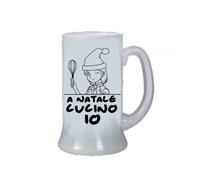 Boccale birra bicchiere scritta a natale cucino io regalo di natale donna uomo