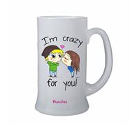 Boccale birra bicchiere scritta i'm crazy for you san valentino idea regalo