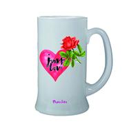 Boccale birra bicchiere scritta just love idea regalo san valentino cuore rosa