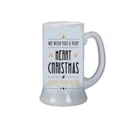Boccale birra bicchiere scritta merry christmas happy new year regalo uomo donna