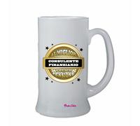 boccale birra bicchiere scritta migliore consulente finanziario felice pensione