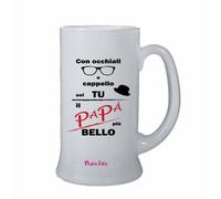 boccale birra bicchiere scritta occhiali e cappello sei tu papa' piu bello festa