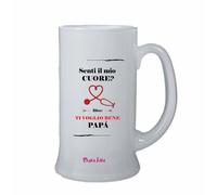 boccale birra bicchiere scritta senti il mio cuore ti voglio bene festa papa'