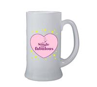 boccale birra bicchiere scritta single and fabulous cuore idea regalo scherzo